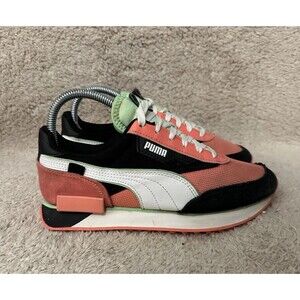 Puma Future Rider Play On Shoes Sneakers Black Orange White Green Women's 7.5